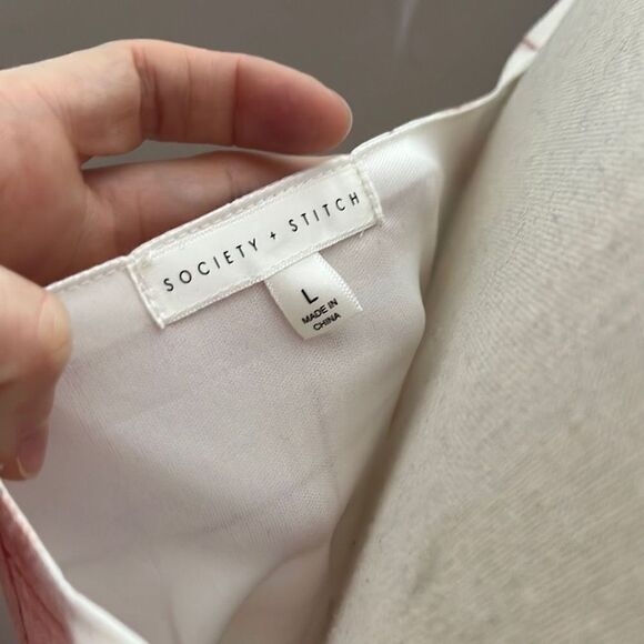 Society Stitch Plaid Checkered White Pink Poet Long Sleeve Women's Crop Top Size - Picture 9 of 11